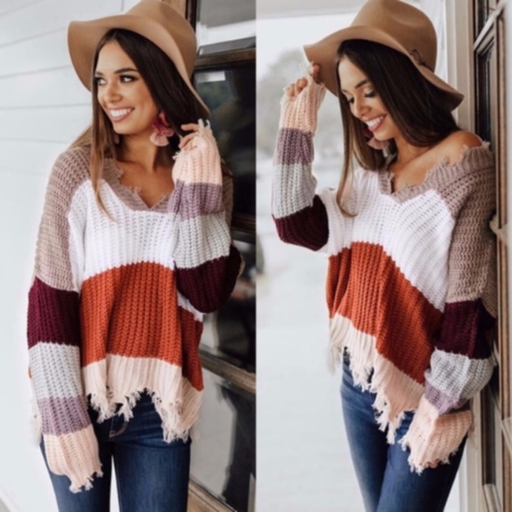 KELSIE Color block Sweater - Picture 1 of 5